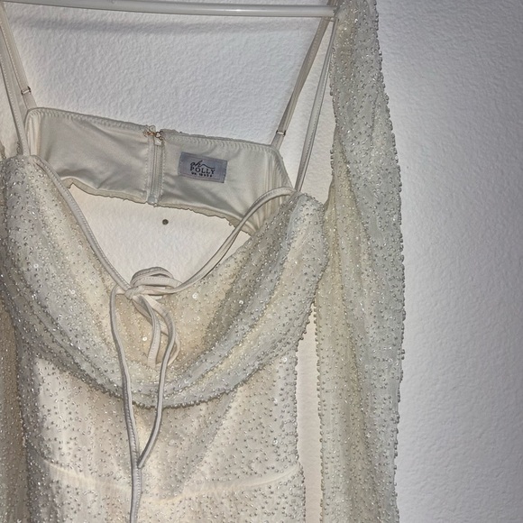 Oh Polly CHAMPEL Embellished Cowl Neck Maxi Dress in Ivory sz 4 US In Ivory - Picture 6 of 9